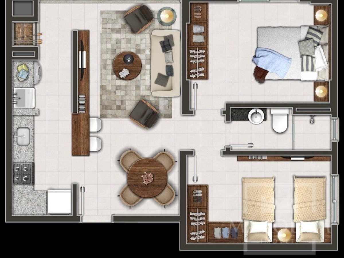 Apartamento com 66m², 2 dormitórios, Nao suíte, 1 vaga, no bairro Centro em Marau