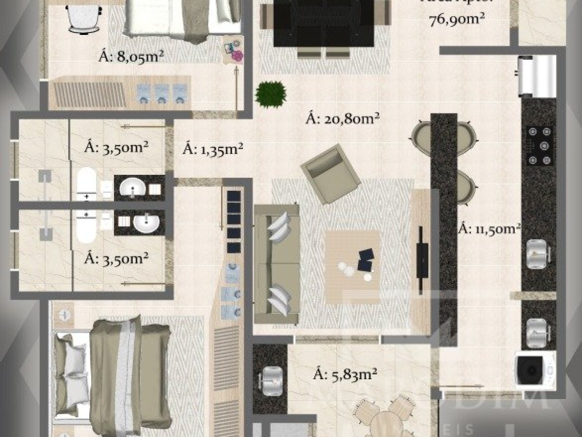 Apartamento com 76m², 2 dormitórios, Sim suíte, 2 vagas, no bairro Jardim  América em Marau