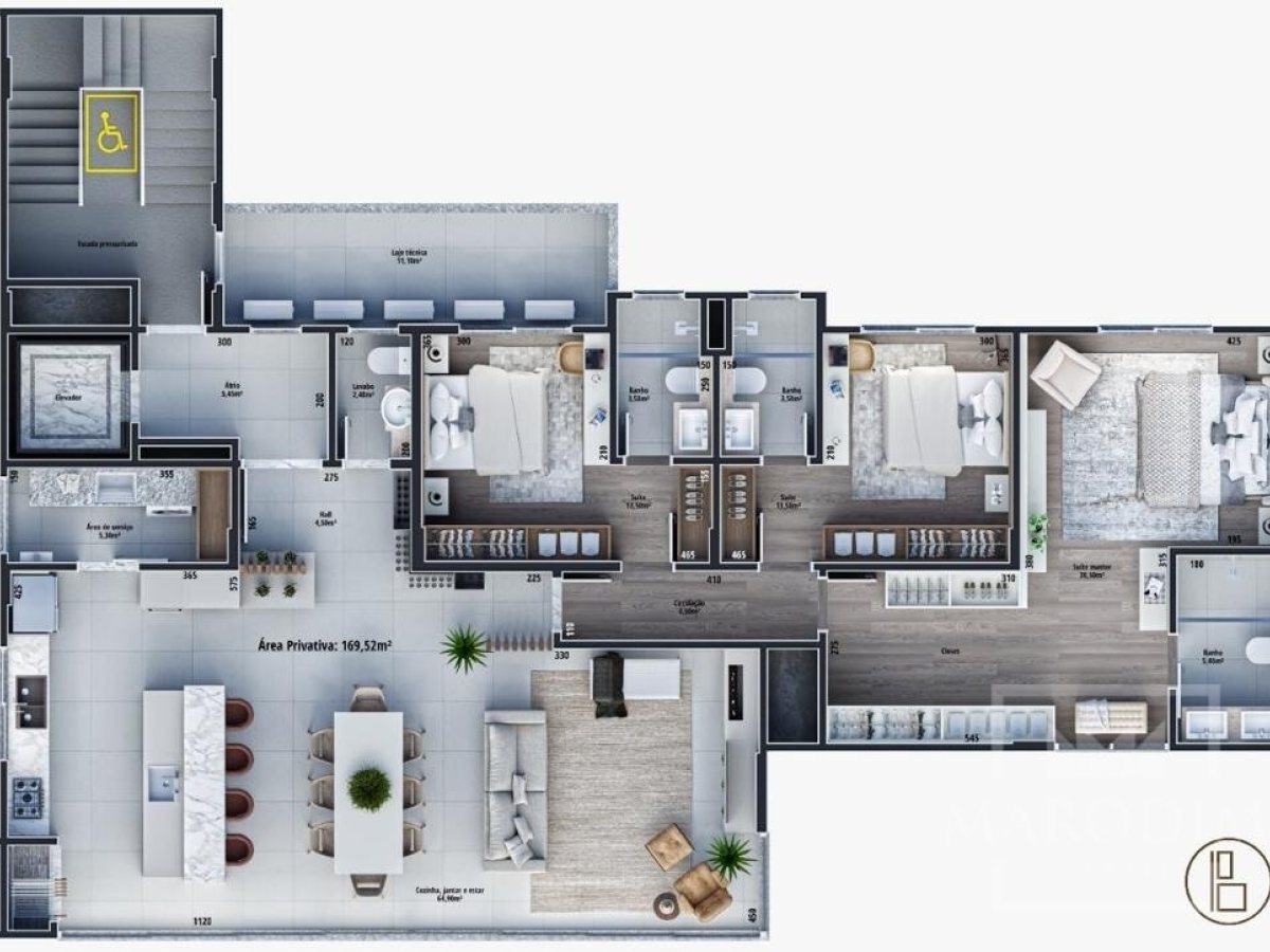 Apartamento com 185m², 3 dormitórios, Sim suíte, 1 vaga, no bairro Centro em Marau