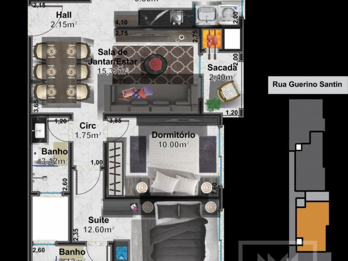 Apartamento com 67m², 2 dormitórios, Sim suíte, 1 vaga, no bairro Centro em Marau