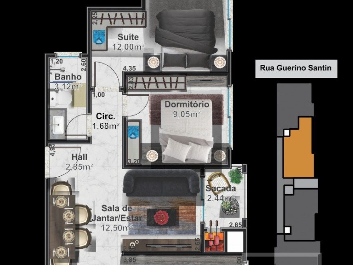Apartamento com 66m², 2 dormitórios, Sim suíte, 1 vaga, no bairro Centro em Marau