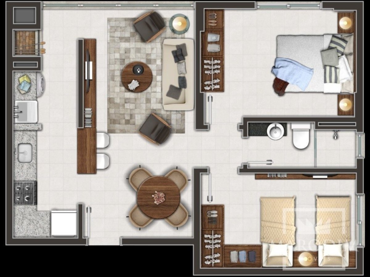 Apartamento com 67m², 2 dormitórios, Nao suíte, 1 vaga, no bairro Centro em Marau