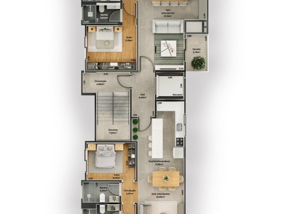 Apartamento com 67m², 2 dormitórios, Nao suíte, 1 vaga, no bairro Borges de Medeiros em Marau