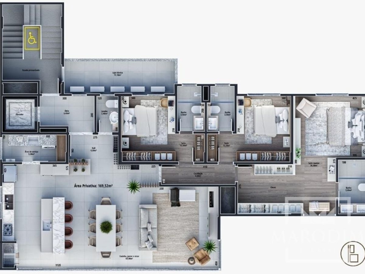 Apartamento com 185m², 3 dormitórios, Nao suíte, 1 vaga, no bairro Centro em Marau