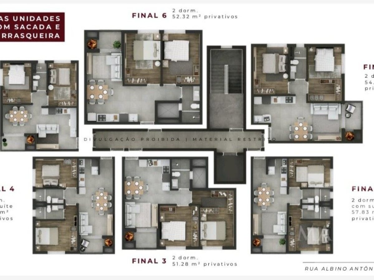 Apartamento com 57m², 2 dormitórios, Nao suíte, 1 vaga, no bairro Romani em Marau