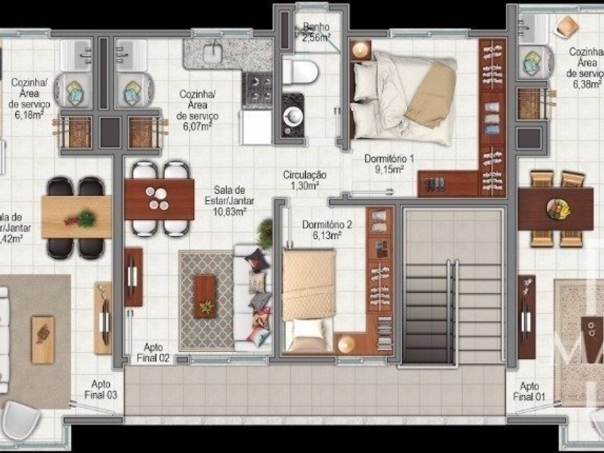 Apartamento com 42m², 2 dormitórios, Nao suíte, 1 vaga, no bairro Colinas Nova Marau em Marau