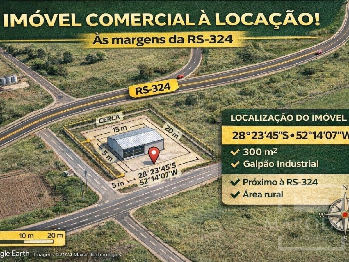 Pavilhão com 300m², Nao suíte, no bairro Distrito Industrial em Marau